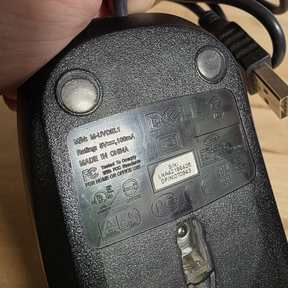 Genuine DELL 3 Button Usb‎ Optical Mouse M-UVDEL1 Tested Working